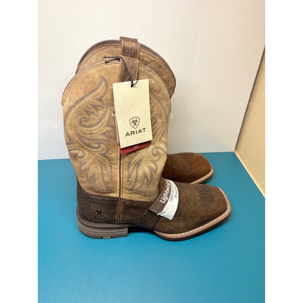 Ariat Mens 8.5D Slingshot Bartop Brown Tan Leather Cowboy Square Toe Boots